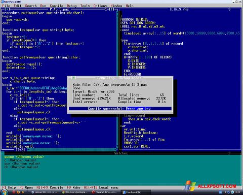 لقطة شاشة Free Pascal لنظام التشغيل Windows XP