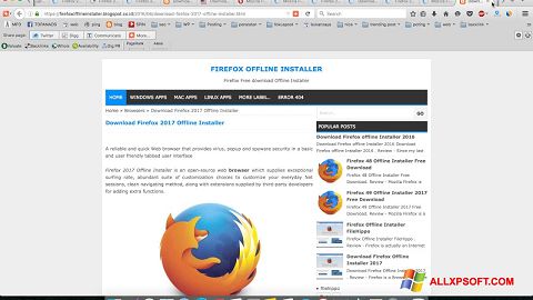 لقطة شاشة Mozilla Firefox Offline Installer لنظام التشغيل Windows XP