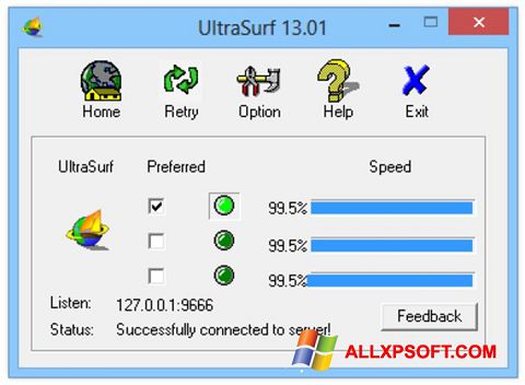 لقطة شاشة UltraSurf لنظام التشغيل Windows XP