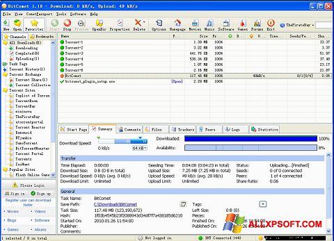 لقطة شاشة BitComet لنظام التشغيل Windows XP