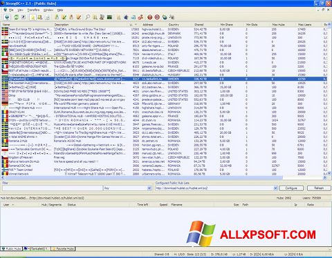 لقطة شاشة StrongDC++ لنظام التشغيل Windows XP