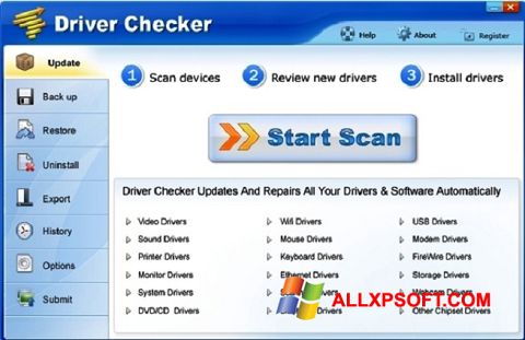 لقطة شاشة Driver Checker لنظام التشغيل Windows XP