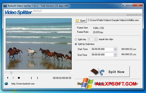 لقطة شاشة Boilsoft Video Splitter لنظام التشغيل Windows XP