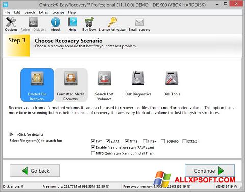 لقطة شاشة EasyRecovery Professional لنظام التشغيل Windows XP