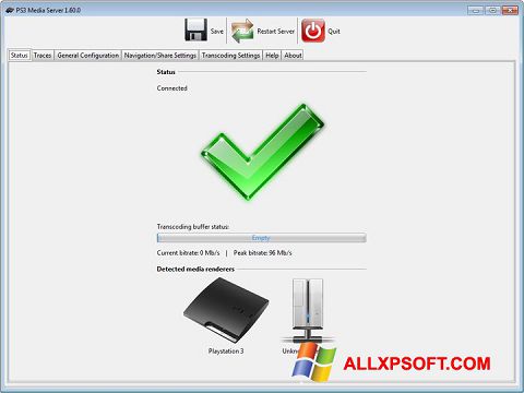 لقطة شاشة PS3 Media Server لنظام التشغيل Windows XP