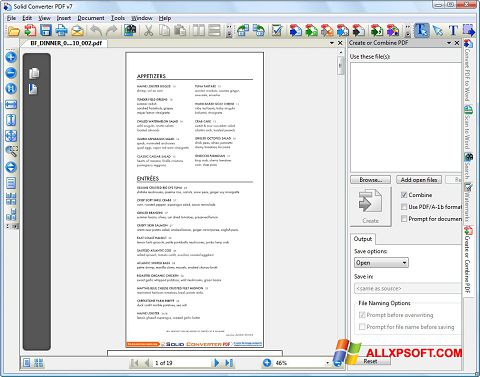 لقطة شاشة Solid Converter PDF لنظام التشغيل Windows XP
