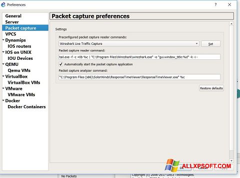 لقطة شاشة Wireshark لنظام التشغيل Windows XP