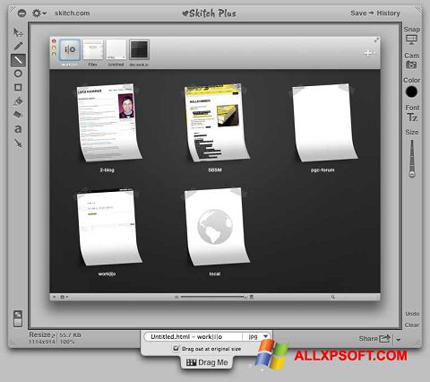 لقطة شاشة Skitch لنظام التشغيل Windows XP
