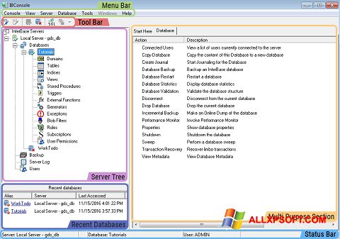 لقطة شاشة InterBase لنظام التشغيل Windows XP
