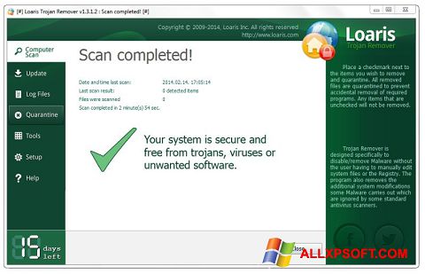 لقطة شاشة Loaris Trojan Remover لنظام التشغيل Windows XP