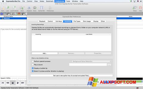 لقطة شاشة Express Scribe لنظام التشغيل Windows XP