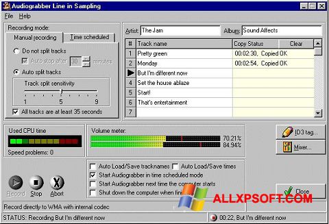 لقطة شاشة Audiograbber لنظام التشغيل Windows XP