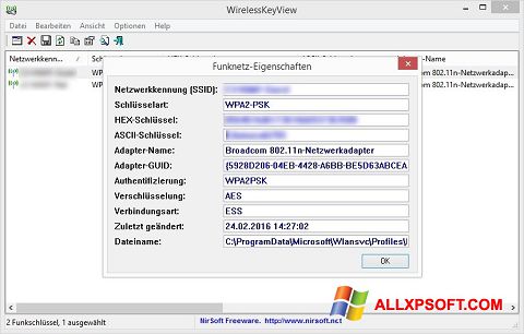 لقطة شاشة WirelessKeyView لنظام التشغيل Windows XP