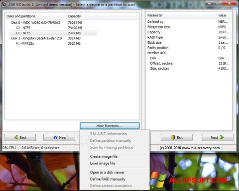 لقطة شاشة Zero Assumption Recovery لنظام التشغيل Windows XP