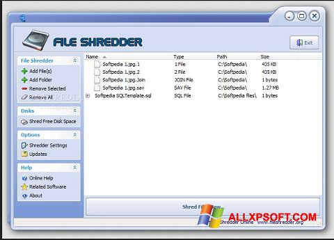 لقطة شاشة File Shredder لنظام التشغيل Windows XP