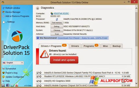 لقطة شاشة DriverPack Solution Online لنظام التشغيل Windows XP