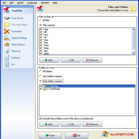 لقطة شاشة DupKiller لنظام التشغيل Windows XP