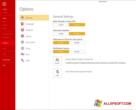 لقطة شاشة PDF Architect لنظام التشغيل Windows XP