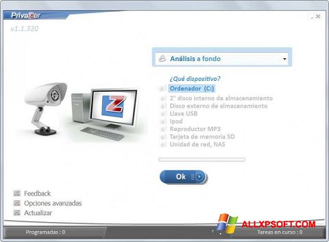 لقطة شاشة PrivaZer لنظام التشغيل Windows XP