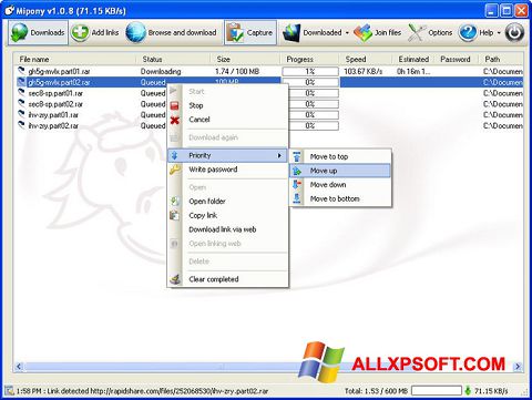 لقطة شاشة Mipony لنظام التشغيل Windows XP