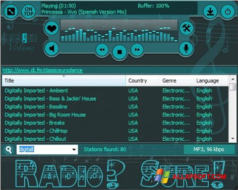 لقطة شاشة RadioSure لنظام التشغيل Windows XP
