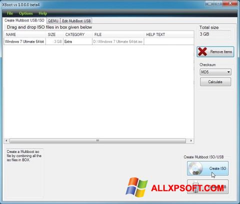 لقطة شاشة XBoot لنظام التشغيل Windows XP