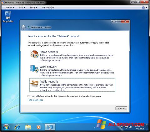 لقطة شاشة Windows Virtual PC لنظام التشغيل Windows XP