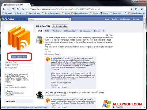 لقطة شاشة Facebook لنظام التشغيل Windows XP