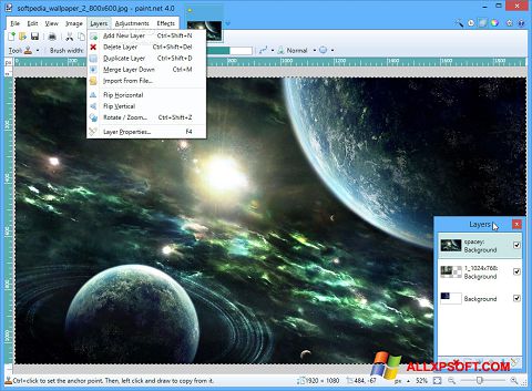 لقطة شاشة Paint.NET لنظام التشغيل Windows XP